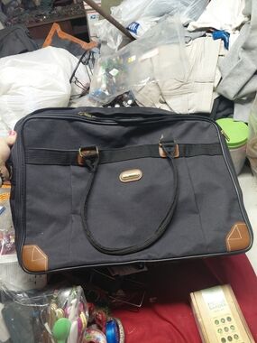 Men's Black Canvas Briefcase with Brown Trim Jaguar